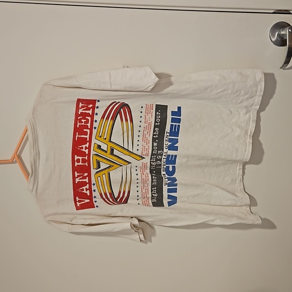 VINTAGE Van Halen concert tee 1993 Costa Mesa XL 1X Women Eddie Alex Sammy Mike - Picture 2 of 8